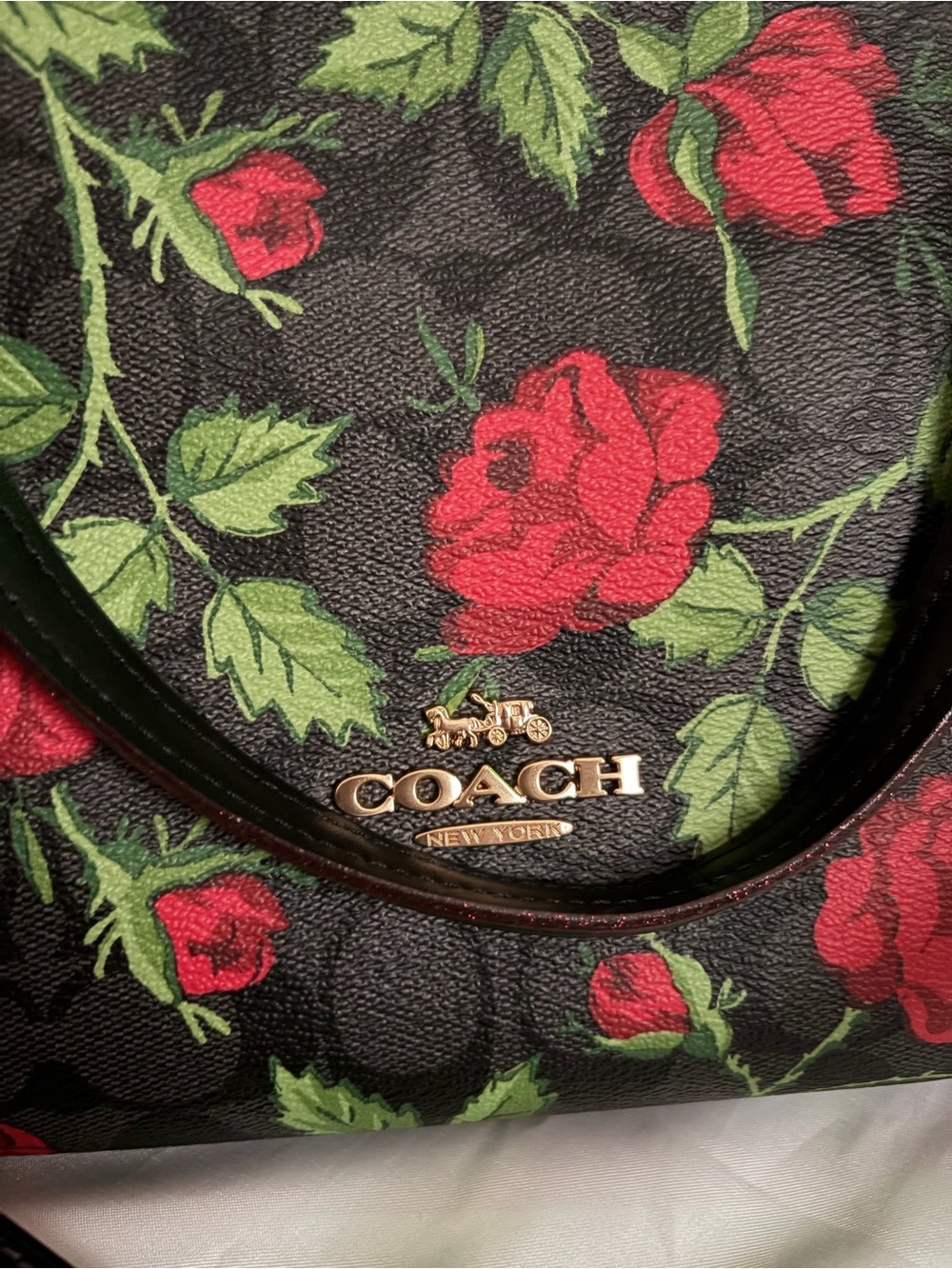 NWT COACH Kacey Bag In Signature Canvas With Fairytale Rose Print With Wristlet - Picture 3 of 11